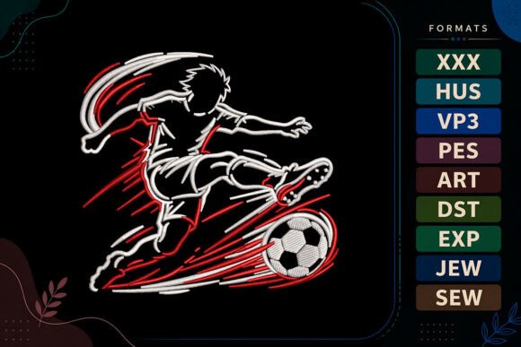 A Dynamic Soccer Embroidery Design for Boutique Apparel