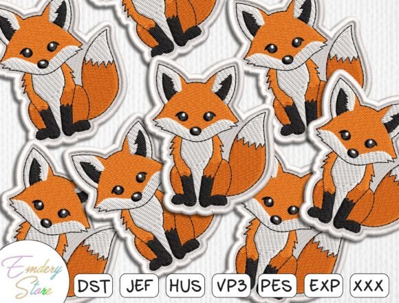 Cute Fox Embroidery Design for Business Merchandise