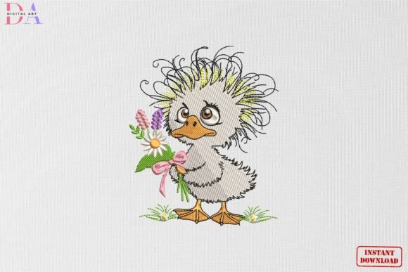 Embroidery Design Review: Cute Fluffy Duck Flower Bouquet